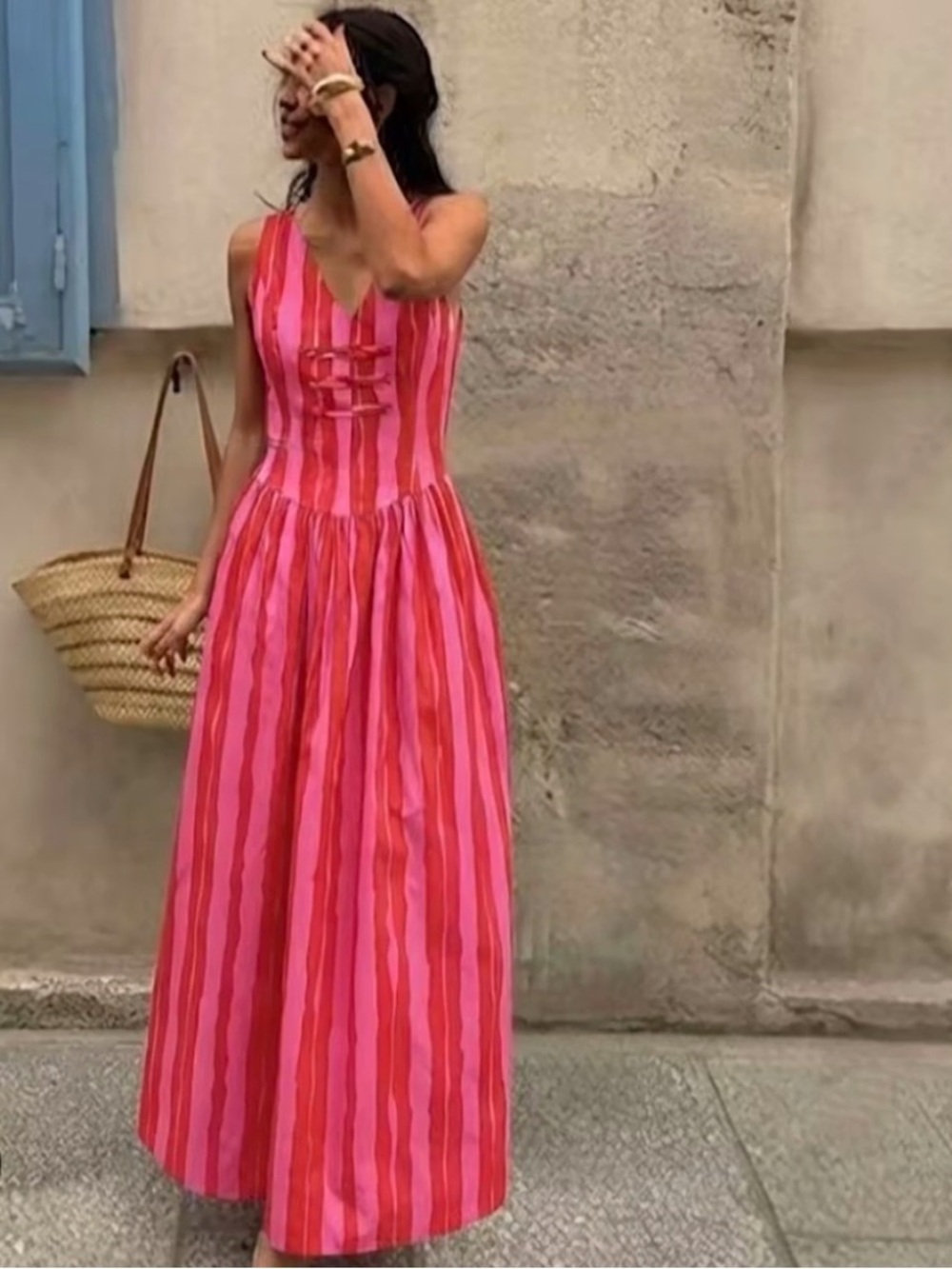 Zara NWT STRIPED FROG FASTENING DRESS 2680/311